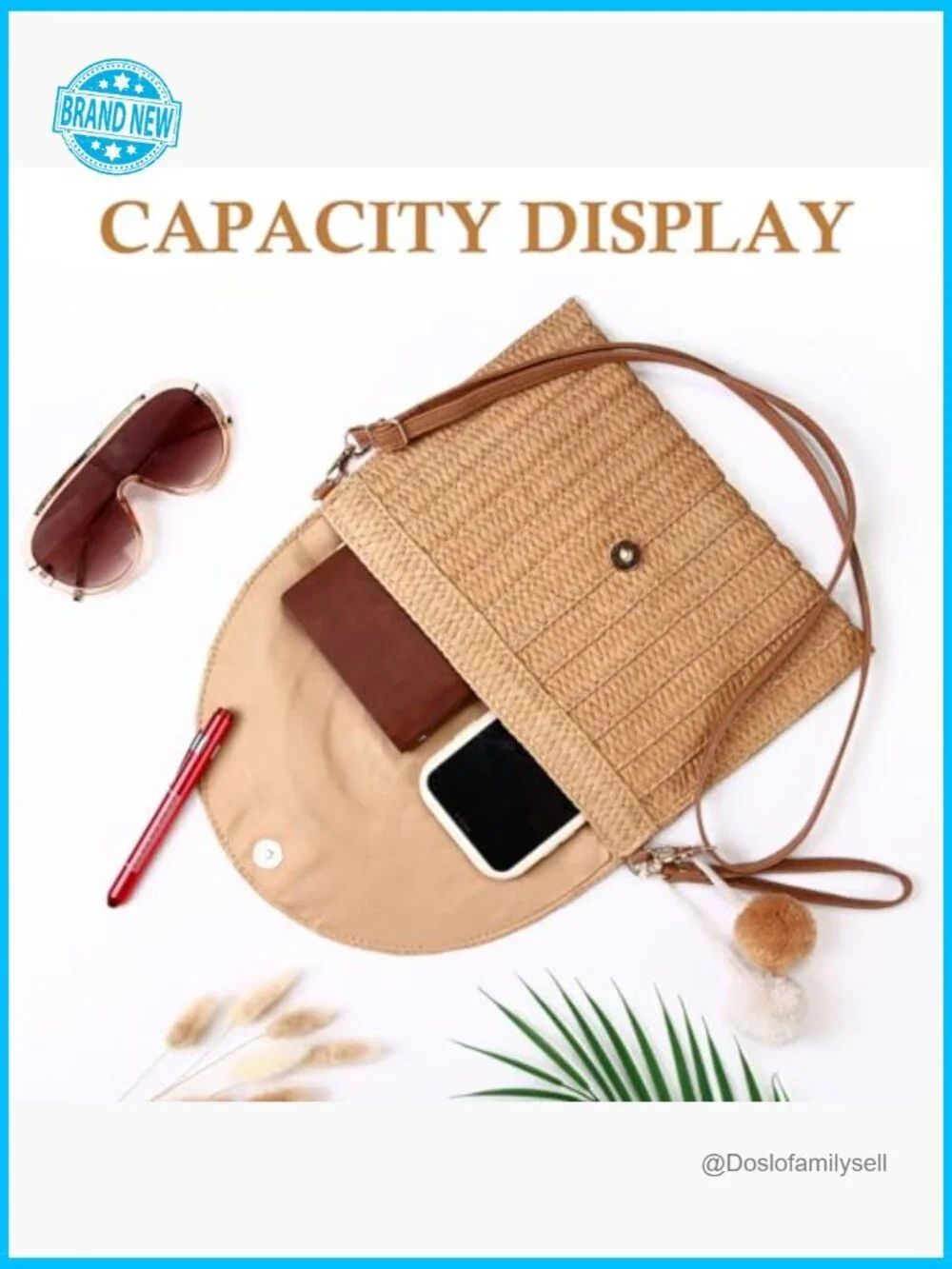 Straw Crossbody Bag and Clutch Set with Rattan Earrings Boho Beach Accessories
